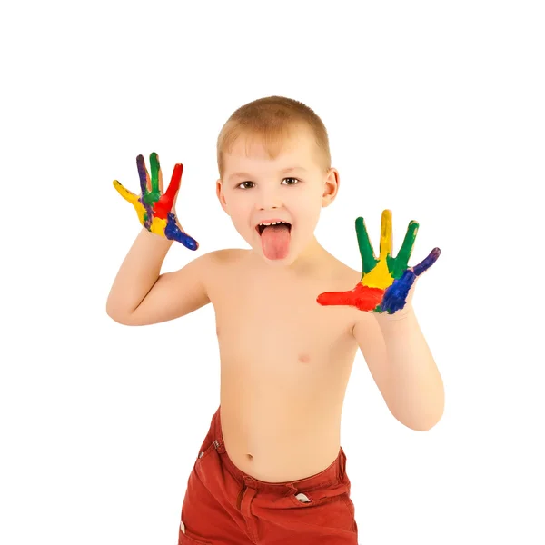 Junge mit heller Farbe überzogen — Stockfoto