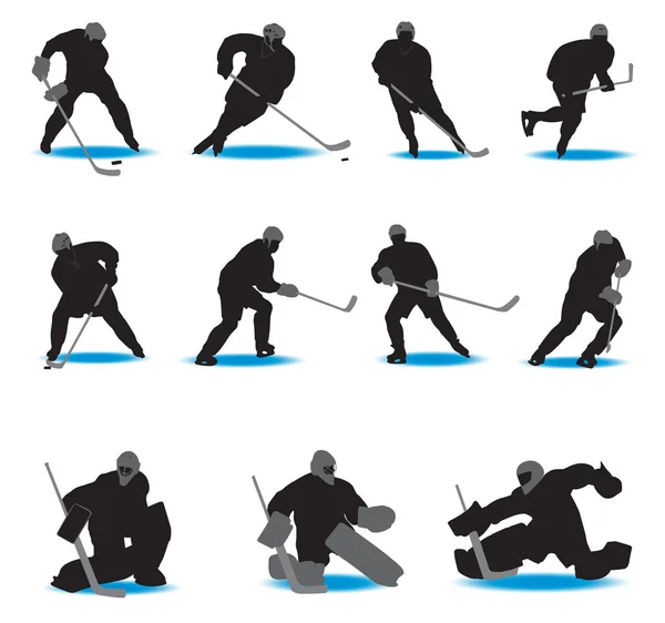 Silhouette da hockey — Vettoriale Stock