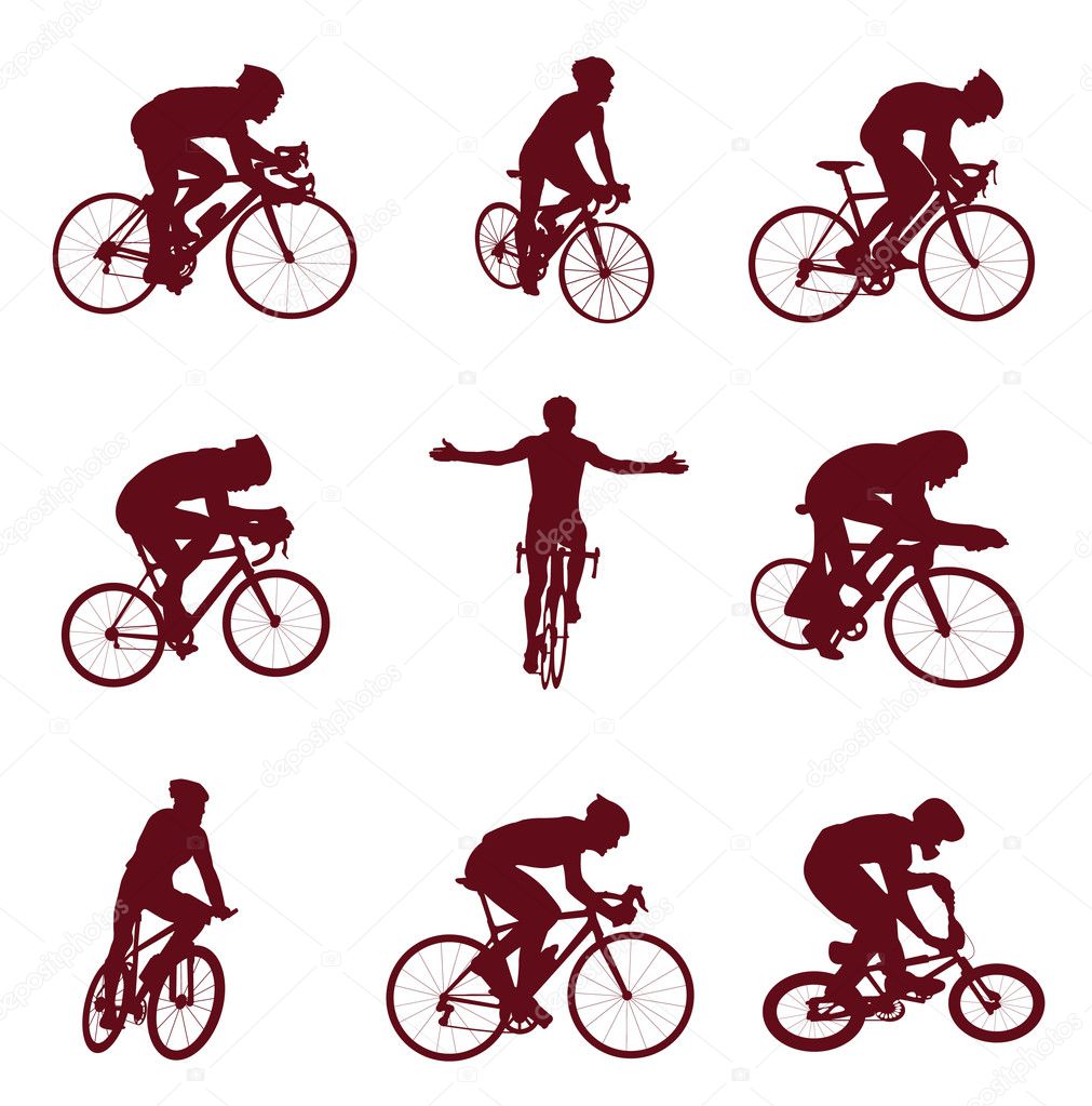 Bicyclist silhouettes