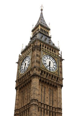 Big Ben isolated on white, London gothic architecture, GB clipart