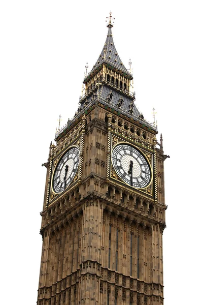 Биг Бен на белом фоне, готическая архитектура Лондона, Великобритания — стоковое фото