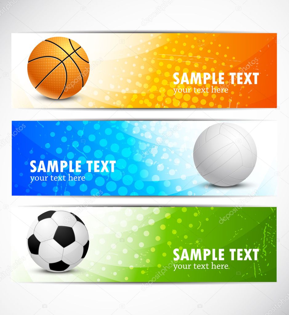 Team sport banners with balls Royalty Free Vector Image