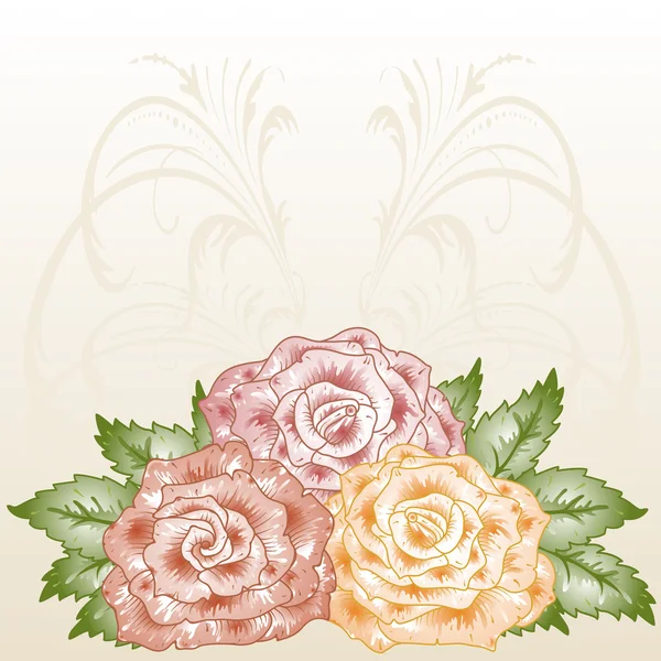 Marco con rosas florecientes . — Vector de stock