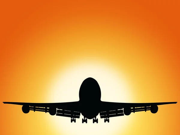 Zonsondergang en vliegtuig 2 — Stockfoto