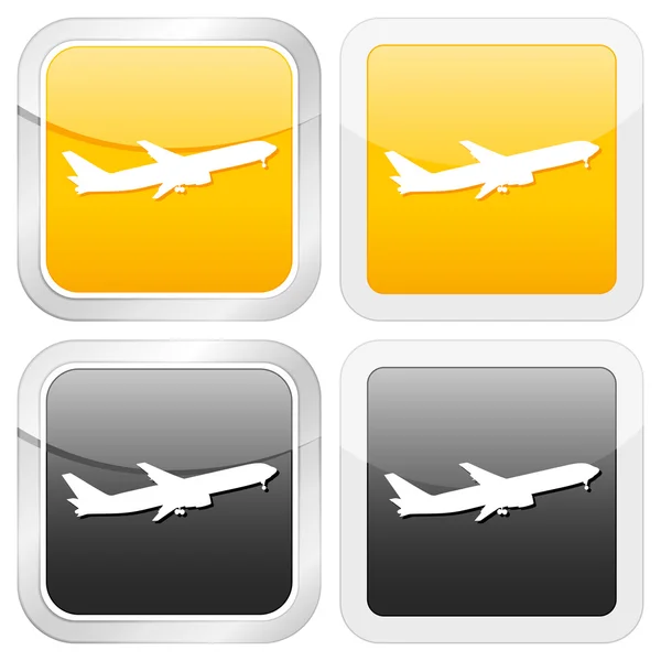 Čtvercové ikony letadlo — Stockový vektor