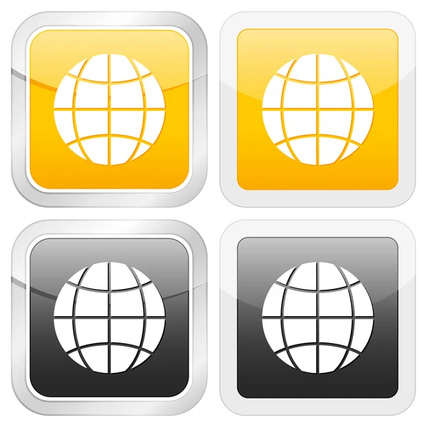 Icône carré globe — Image vectorielle