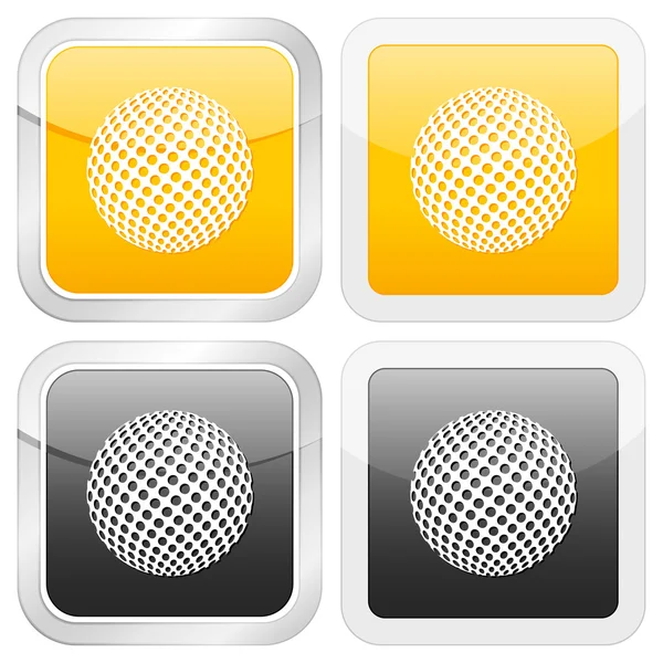 Icône carrée balle de golf — Image vectorielle