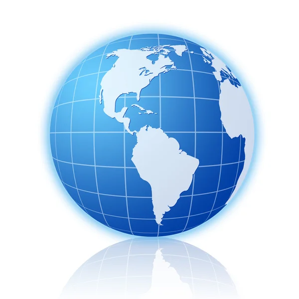Blue world globe with reflection 3 — Stock Photo, Image
