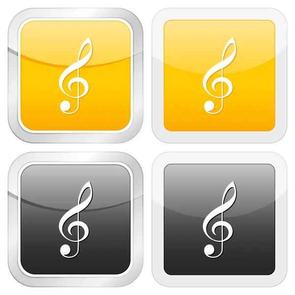 Icône carrée note de musique — Image vectorielle