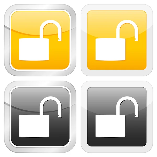 Square icon padlock open — Stock Vector