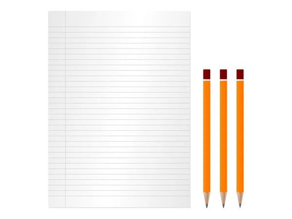 工作表和铅笔 — 图库矢量图片