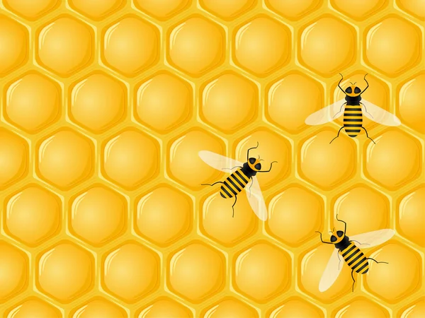 Waben und Bienen — Stockvektor