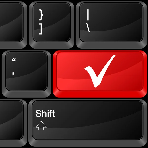 Computer button check symbol — Stock Vector
