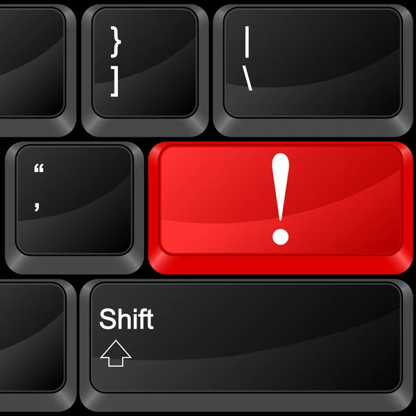 Computer button exclamation mark — Stock Vector