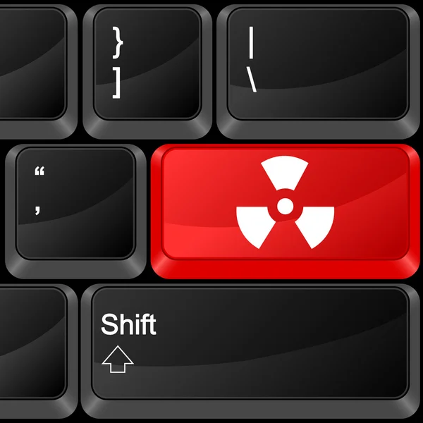 Botón del ordenador signo de radiación — Vector de stock