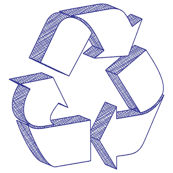 Desenho 3D símbolo de reciclagem — Vetor de Stock
