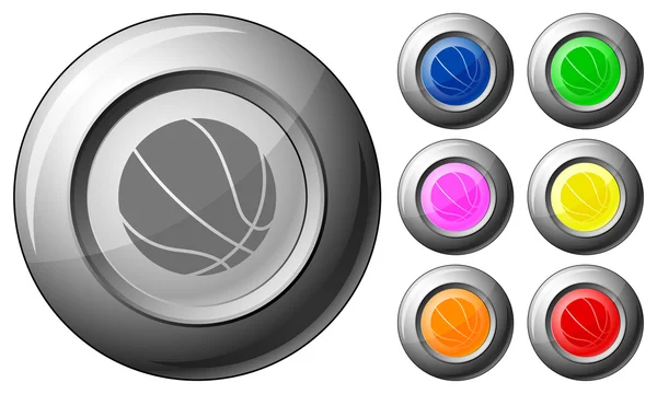 Sphere button basketball — Stock Vector