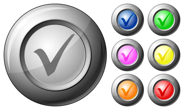 Esfera símbolo de verificación botón — Vector de stock