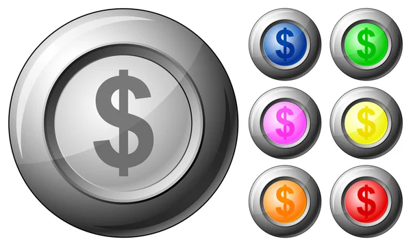 Esfera botón dólar — Vector de stock