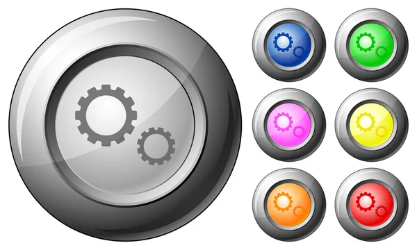 Sphère bouton engrenage — Image vectorielle