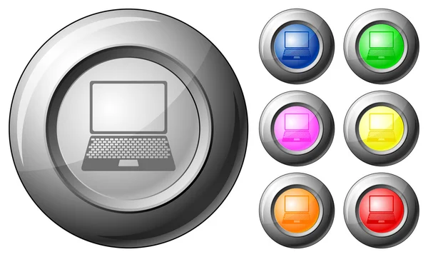 Laptop botão esfera — Vetor de Stock