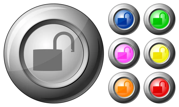 Sphere button padlock open — Stock Vector