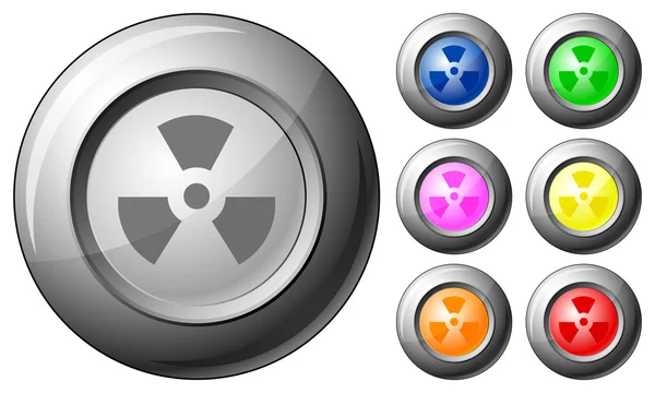 Esfera botón signo de radiación — Vector de stock