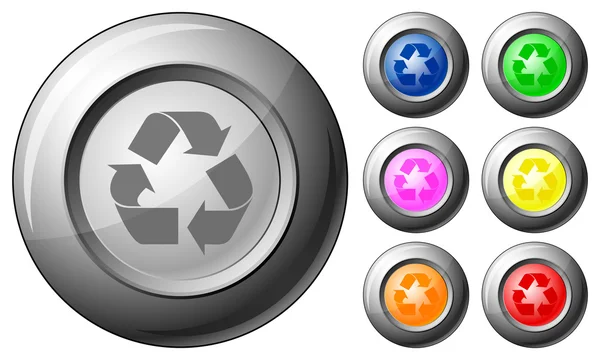 Sphere button recycle symbol — Stock Vector