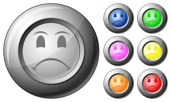 Sphere button sad face — Stock Vector
