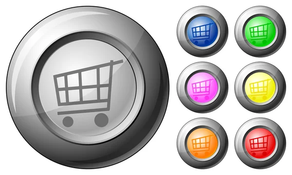 Esfera botón carrito de compras — Vector de stock