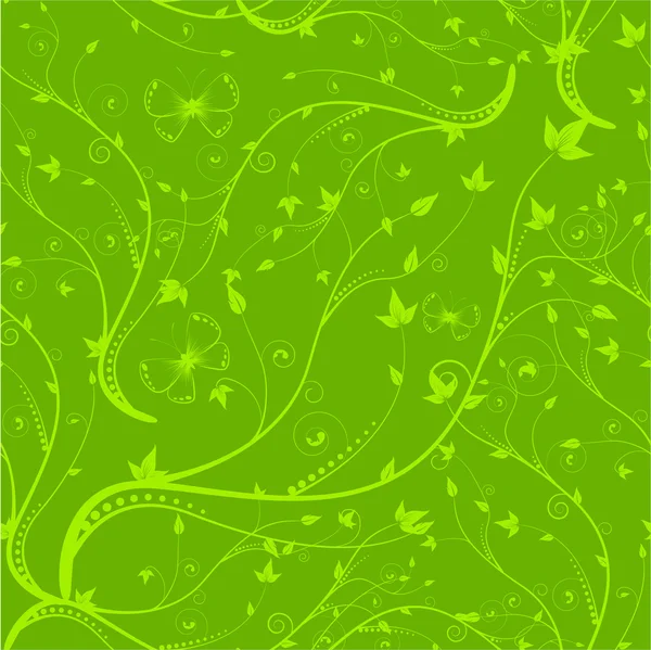 Πράσινο χωρίς ραφή μοτίβο λουλουδιών — Διανυσματικό Αρχείο