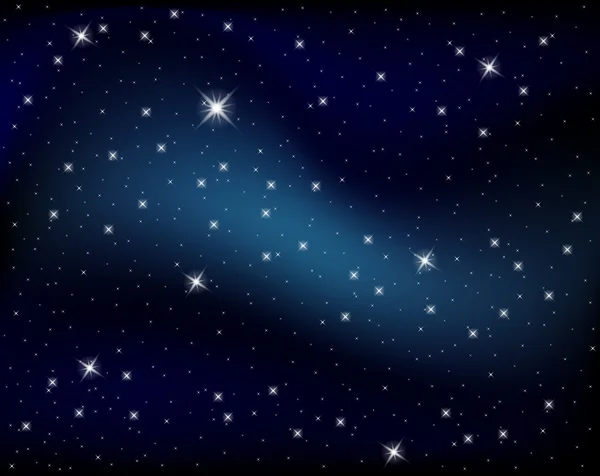 Csillogó éjszaka ég, a csillagok — Stock Vector