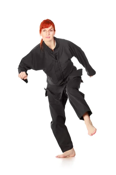 Wushu mulher correr — Fotografia de Stock