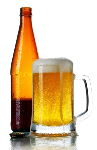 Bottle and Glass of Beer — Stock Photo, Image
