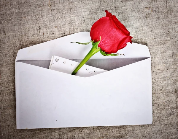 빨간 장미와 편지 — 스톡 사진