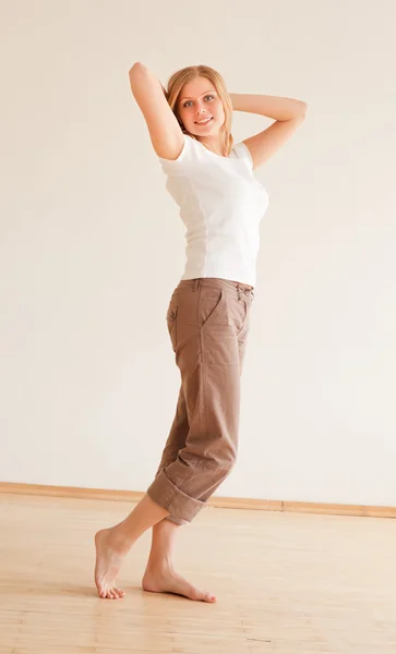Cute Girl Stretches — Stock Photo, Image