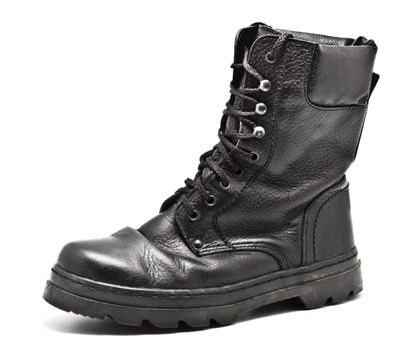 Black Leather Army Boot — Stock Photo, Image