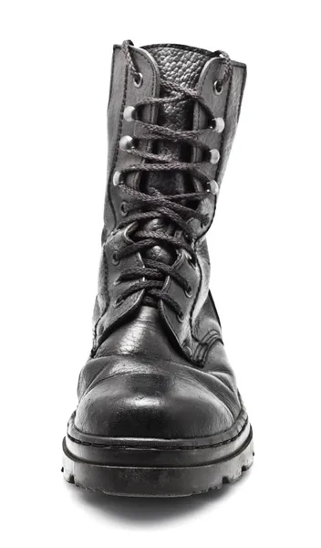 Černá kožená armáda boot — Stock fotografie