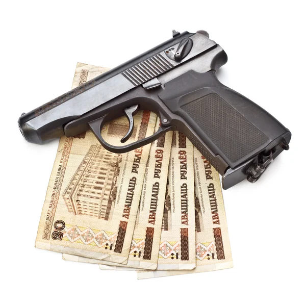 Gun And Money — Stock Photo, Image