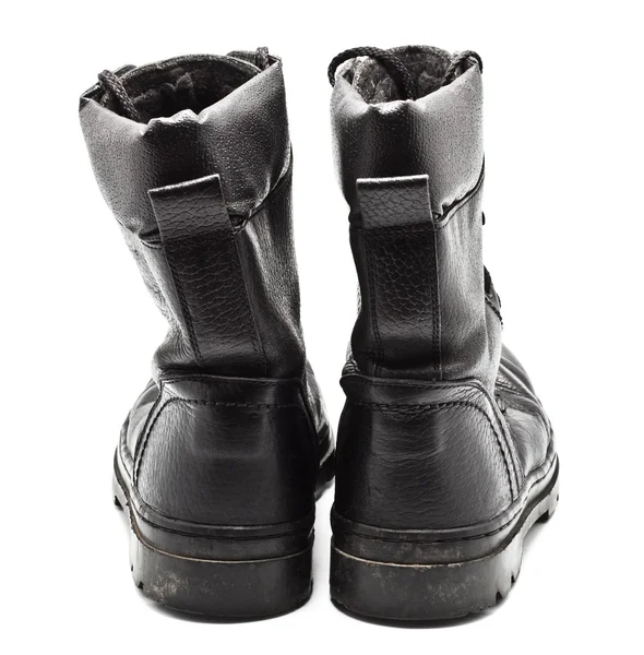 Black Leather Army Boots — Stock Photo, Image