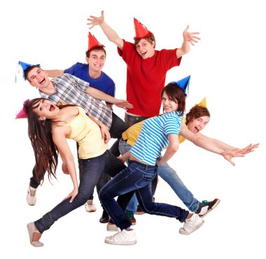 Group of in party hat . clipart