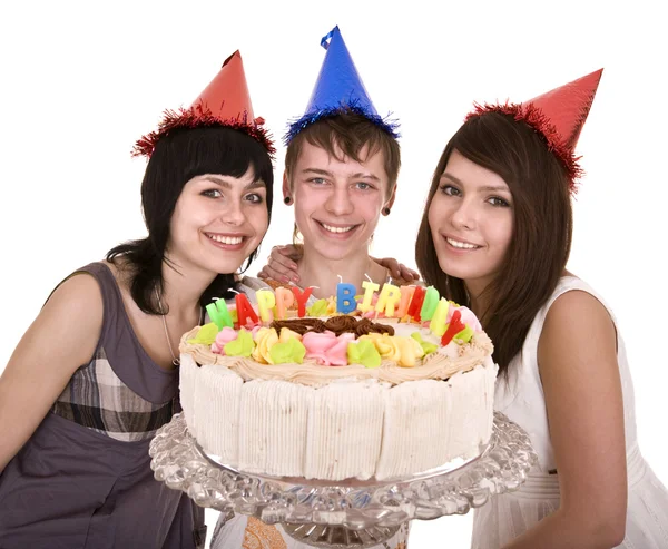 Grupo de adolescentes celebran feliz cumpleaños . —  Fotos de Stock