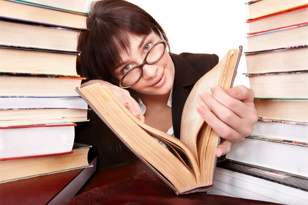 Chica inteligente con libro de grupo . — Foto de Stock