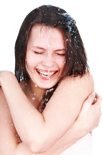 Wet beatiful girl. Body care. — Stock Photo, Image