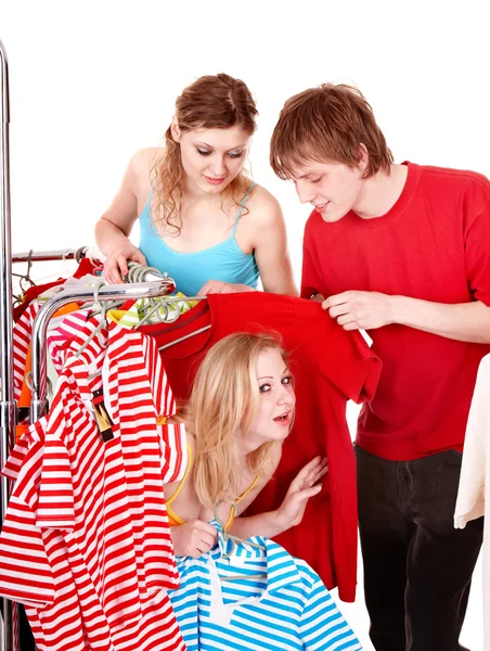 Group in clothing shop. — Stock Photo, Image