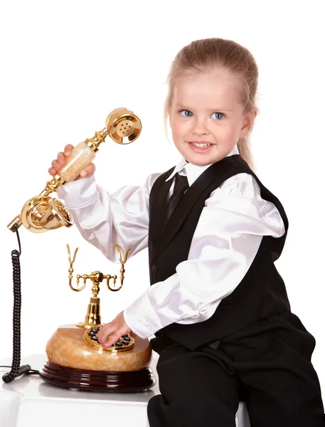 Criança chamando por telefone . — Fotografia de Stock