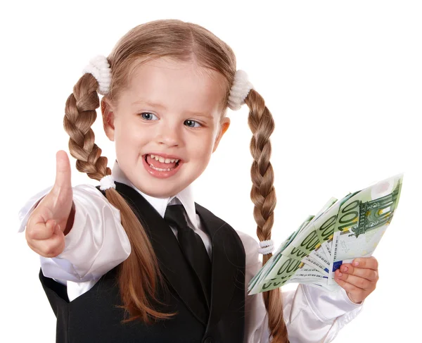 Küçük kızla mutlu para euro. — Stok fotoğraf