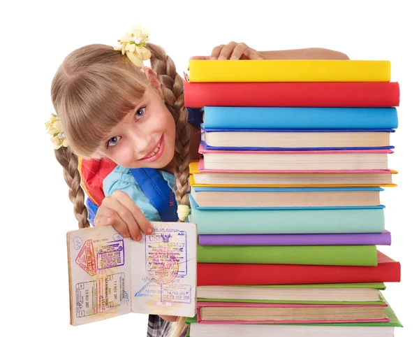 Παιδί με το σωρό των βιβλίων. — Φωτογραφία Αρχείου