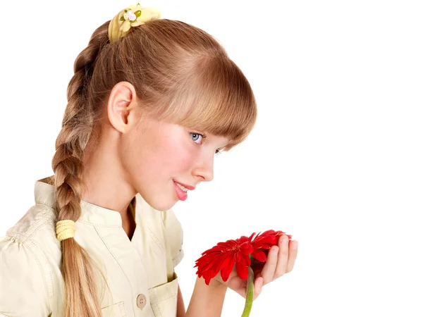 Kind geven bloem. — Stockfoto