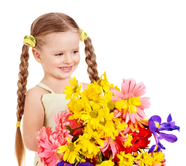 Šťastné dítě hospodářství květiny. — Stock fotografie
